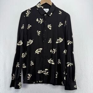 Young LA Shirt Men's Small Black Floral Lightweight Performance Office Business